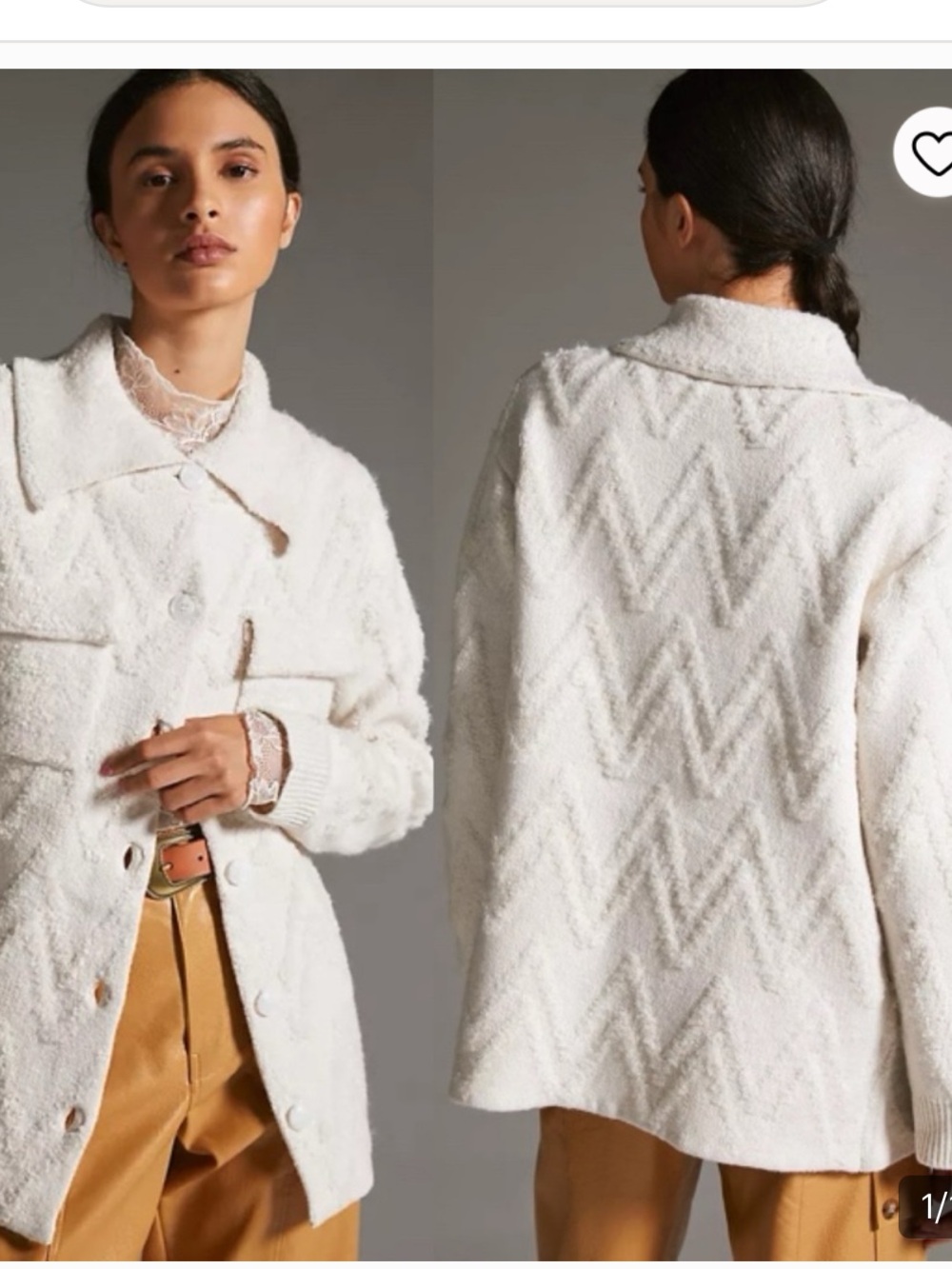 NWT Anthropologie Flat White Sweater Coat Small
